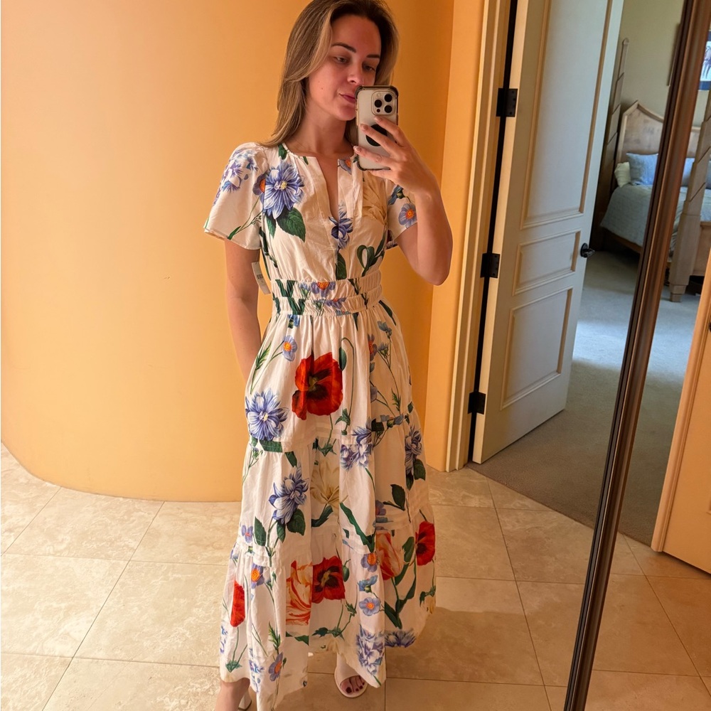 Anthropologie Floral Ruffled Tiered Maxi Dress